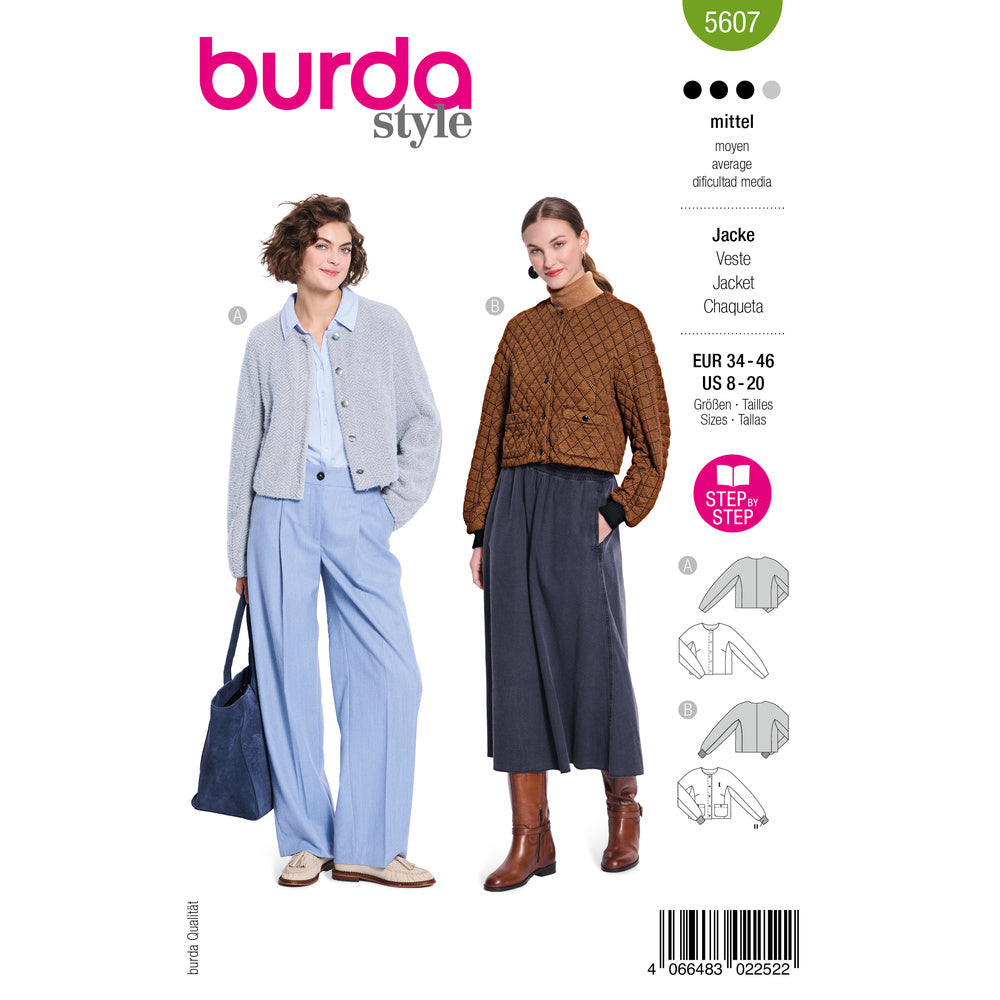 BURDA STYLE 5607 Misses' Jackets Sewing Pattern, Sizes 8-20