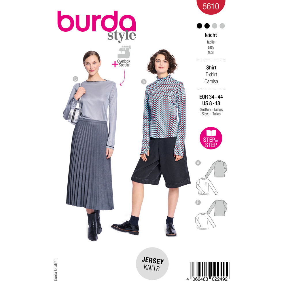 BURDA STYLE 5610 Misses' Shirts Sewing Pattern, Sizes 8-18