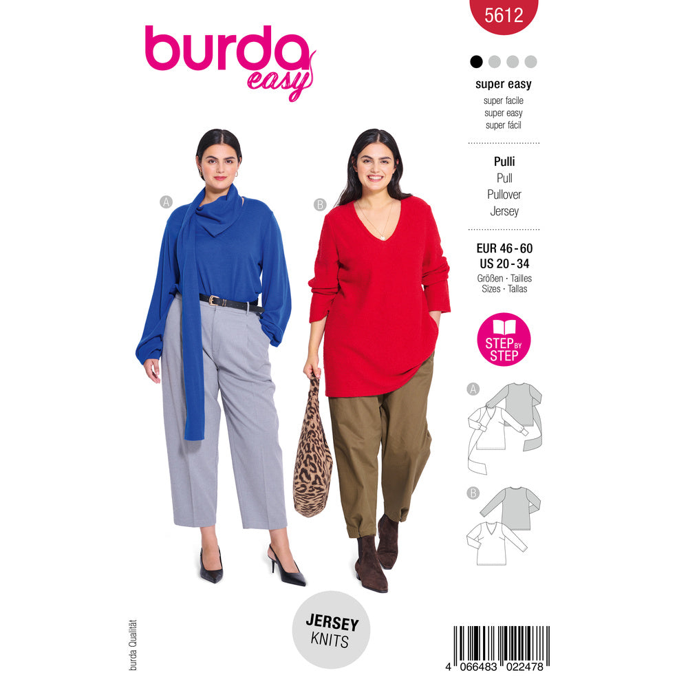 BURDA STYLE 5612 Misses' Sweaters Sewing Pattern, Sizes 20-34