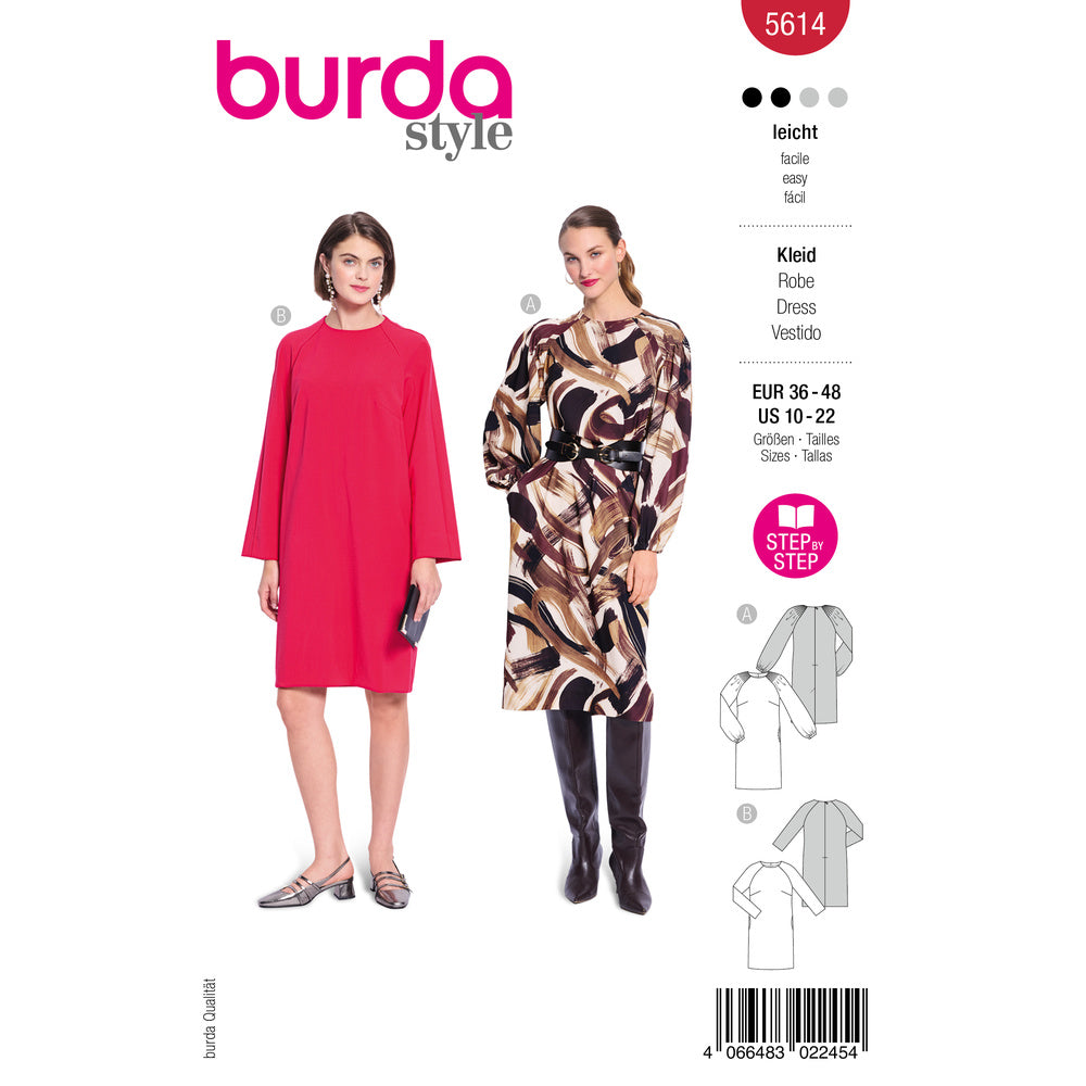 BURDA STYLE 5614 Misses' Dresses Sewing Pattern, Sizes 10-22