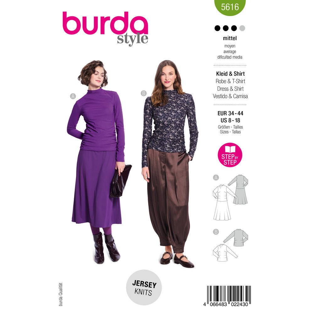 BURDA STYLE 5616 Misses' Dress & Top Sewing Pattern, Sizes 8-18