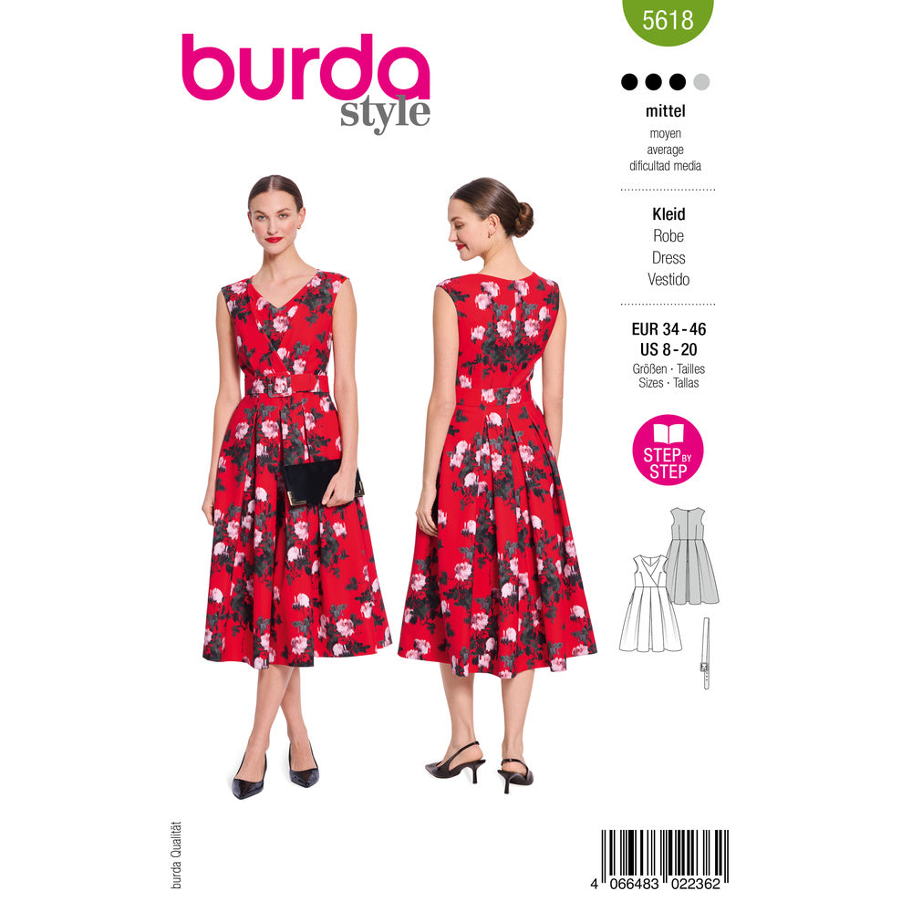 BURDA STYLE 5618 Misses' Dress Sewing Pattern, Sizes 8-20