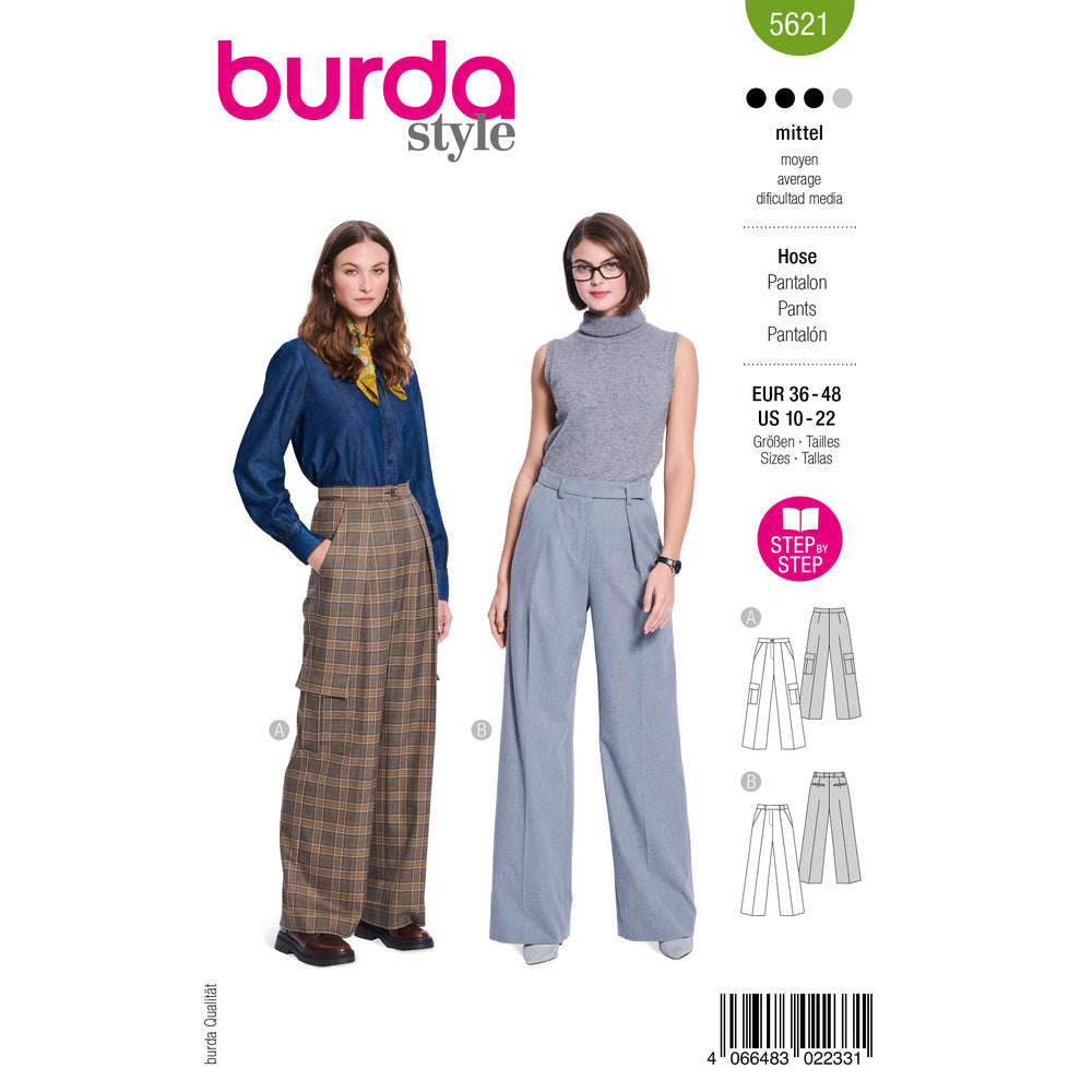 BURDA STYLE 5621 Misses' Pants Sewing Pattern, Sizes 10-22