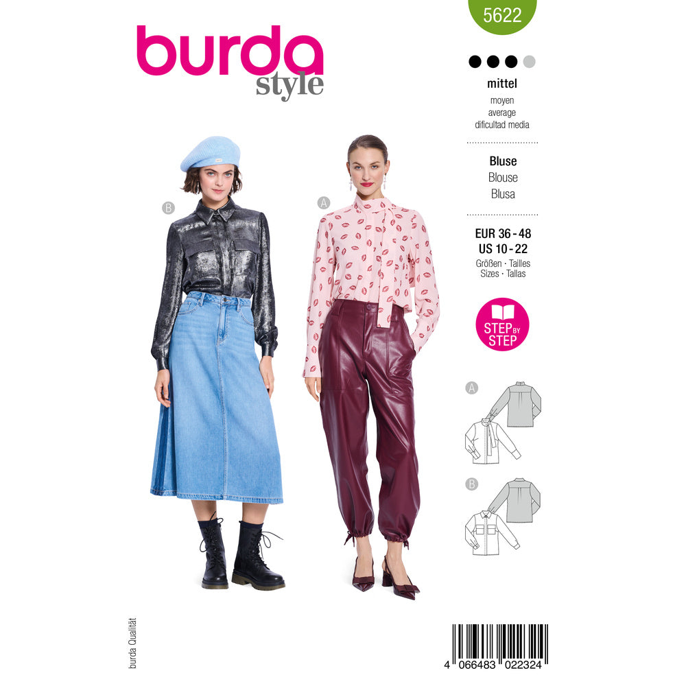 BURDA STYLE 5622 Misses' Blouses Sewing Pattern, Sizes 10-22