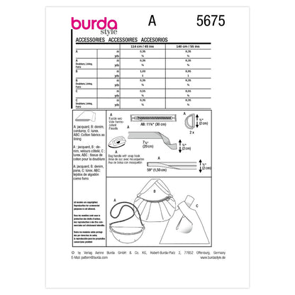 BURDA Mini Bags Sewing Pattern 5675
