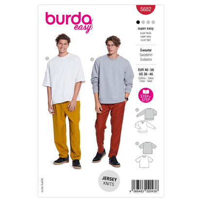 BURDA Men's Sweatshirt & T-Shirt Sewing Pattern 5682