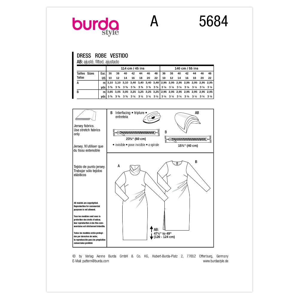 BURDA Dress Sewing Pattern 5684