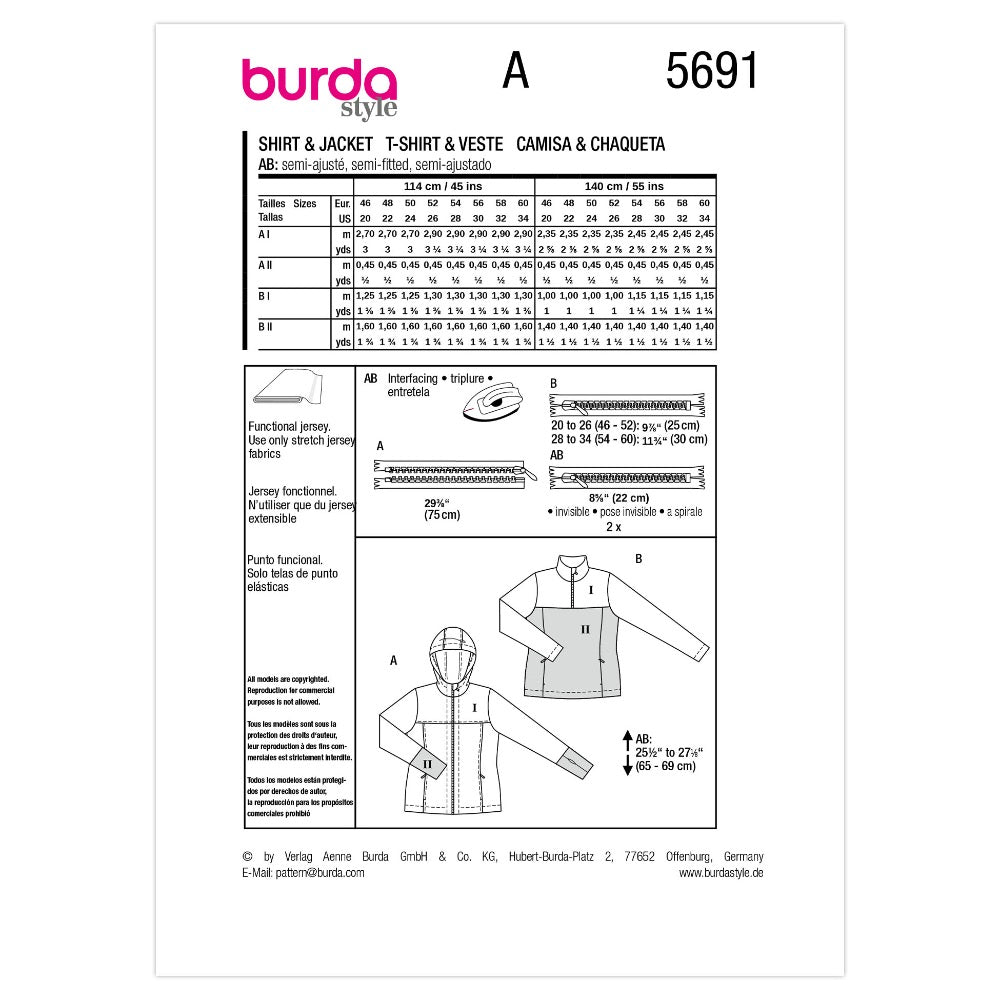 BURDA Sports Shirt Sewing Pattern 5691