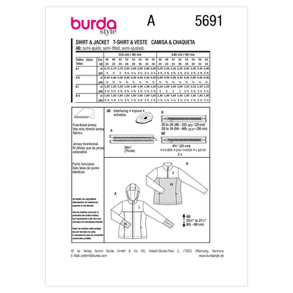 BURDA Sports Shirt Sewing Pattern 5691