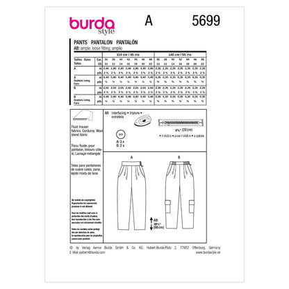 BURDA Trousers Sewing Pattern 5699