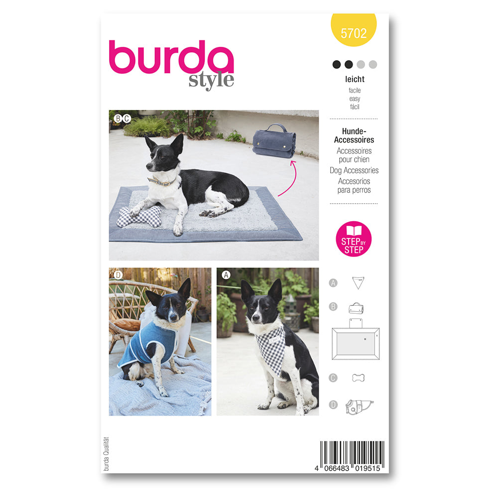 BURDA Sewing Pattern 5702 Dog Accessories, S–M–L (Paper)