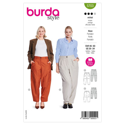 BURDA Sewing Pattern 5703 Cargo & Barrel Trousers (Paper)
