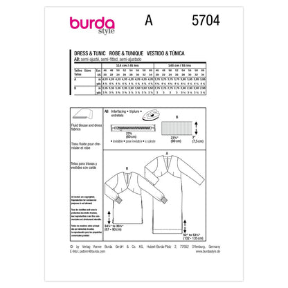 BURDA Dress & Tunic Sewing Pattern 5704