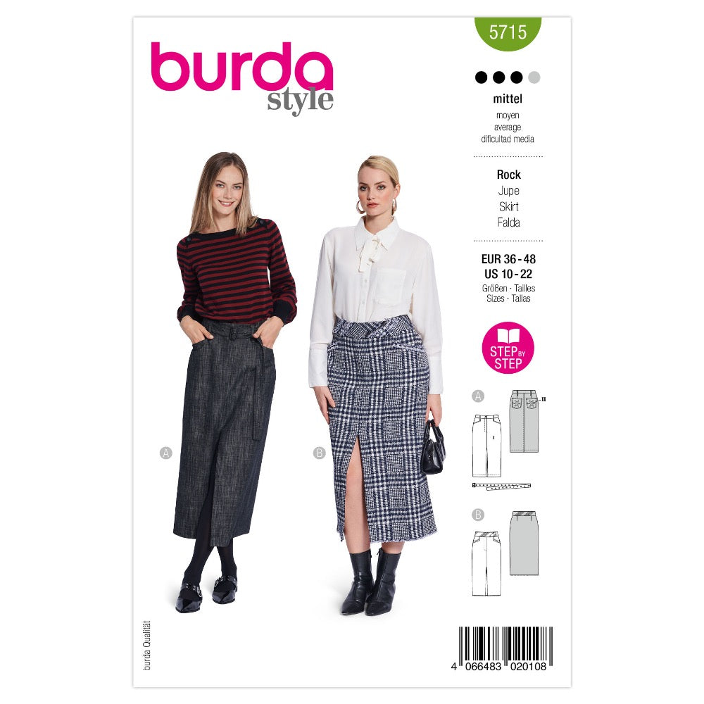 BURDA Sewing Pattern 5715 Denim Skirts, 2 Designs (Paper)