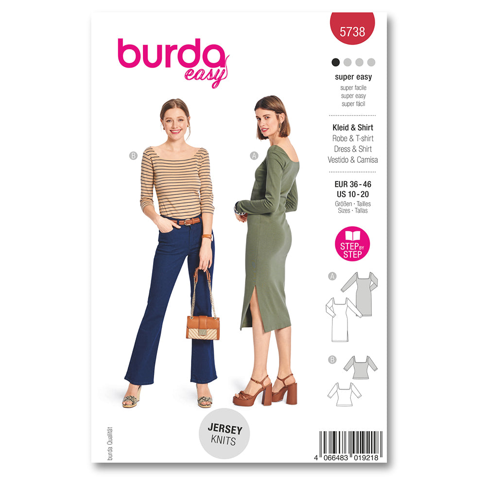 BURDA Envelope Sewing Pattern 5738 Dress & T-Shirt