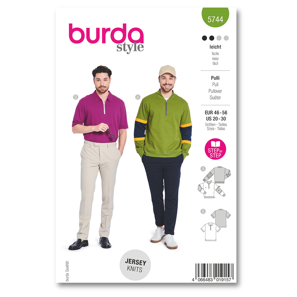 BURDA Envelope Sewing Pattern 5744 Men's Sweatshirt & T-Shirt
