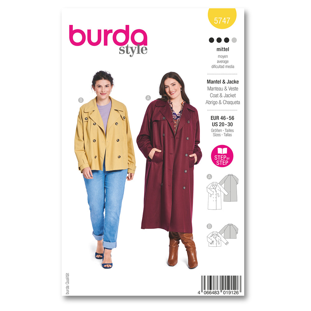 BURDA Envelope Sewing Pattern 5747 Jacket & Coat