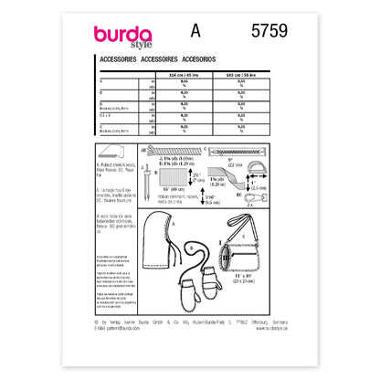 BURDA Envelope Sewing Pattern 5759 Accessories