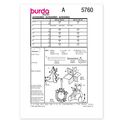 BURDA Envelope Sewing Pattern 5760 Home & Holiday Décor