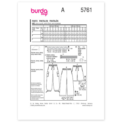 BURDA Envelope Sewing Pattern 5761 Cargo Trousers & Shorts