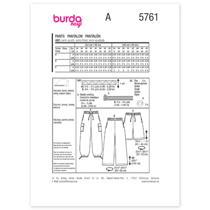 BURDA Envelope Sewing Pattern 5761 Cargo Trousers & Shorts