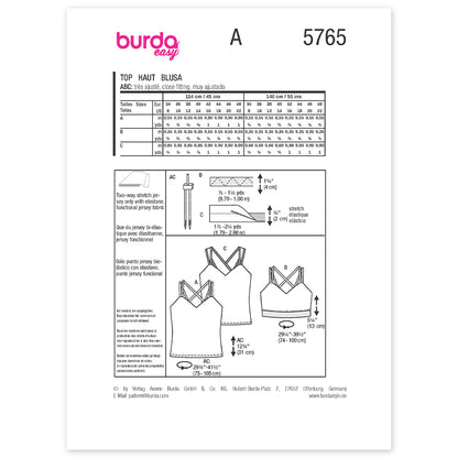 BURDA Envelope Sewing Pattern 5765 Tops