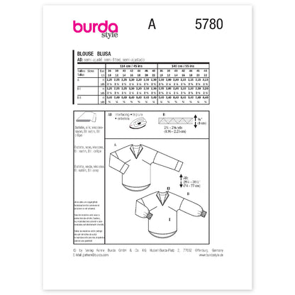 BURDA Sewing Pattern 5780 Blouse