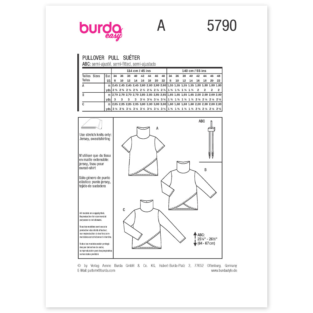 BURDA Sewing Pattern 5790 Top