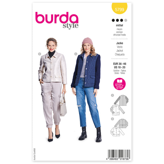 BURDA Sewing Pattern 5799 Transitional Jacket With Snap Closures