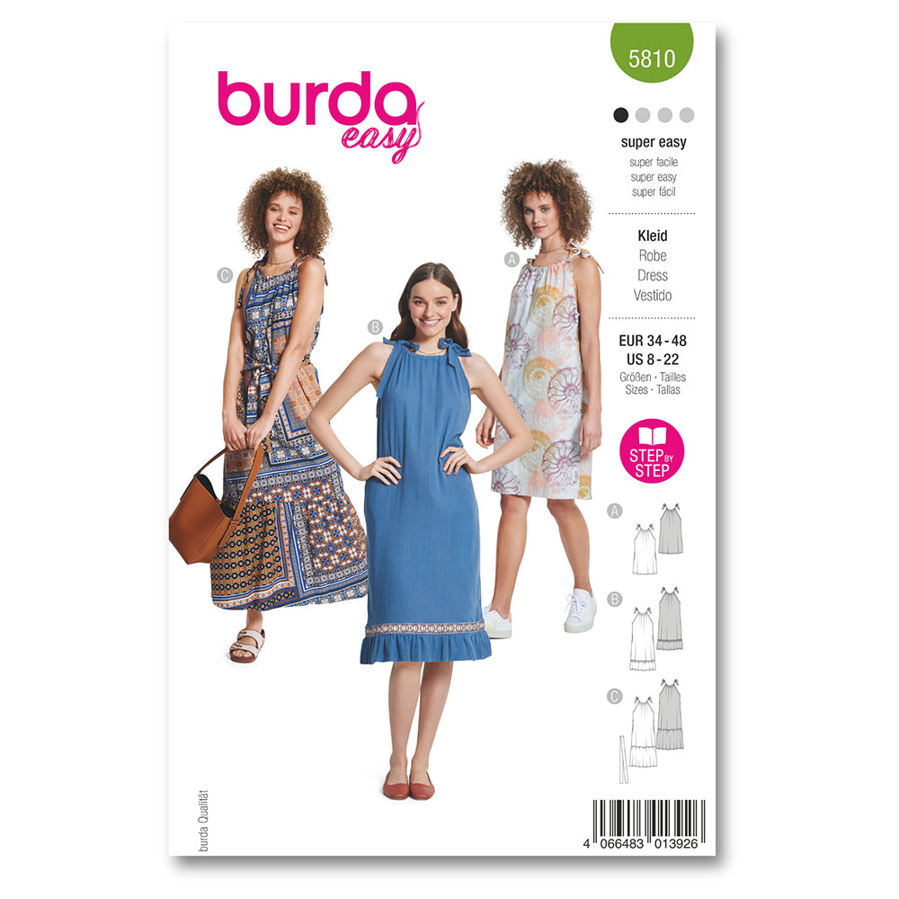 BURDA Sewing Pattern 5810 Dress Green