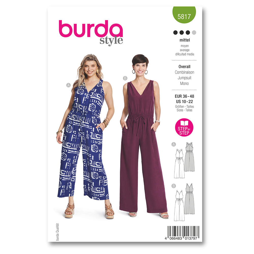 BURDA Sewing Pattern 5817 Misses' Jumpsuits, 2 Styles