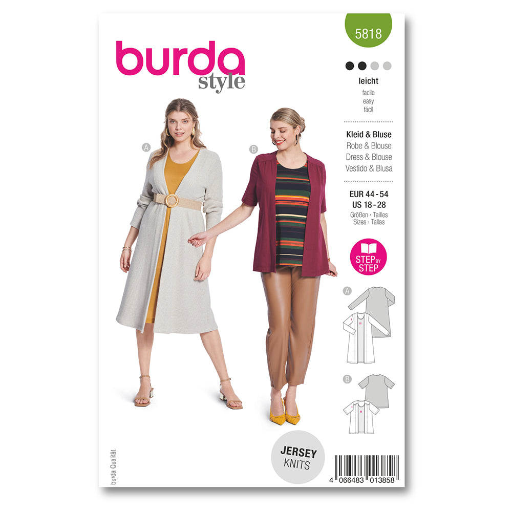 BURDA Sewing Pattern 5818 Misses' Dress & Blouse Set