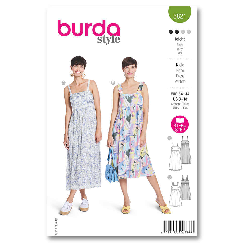 BURDA Sewing Pattern 5821 Misses' Dress, 2 Designs