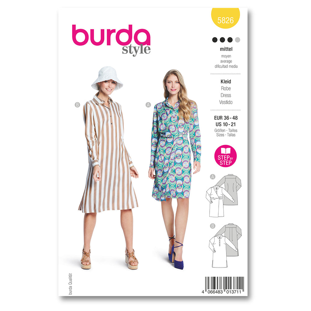 BURDA Sewing Pattern 5826 Misses' Dress, 2 Styles