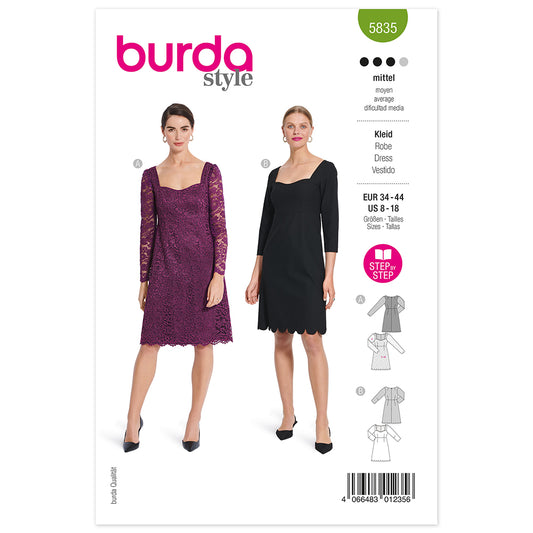 BURDA Sewing Pattern 5835 Cocktail Dresses, 2 Views