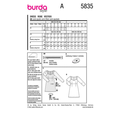 BURDA Sewing Pattern 5835 Cocktail Dresses, 2 Views