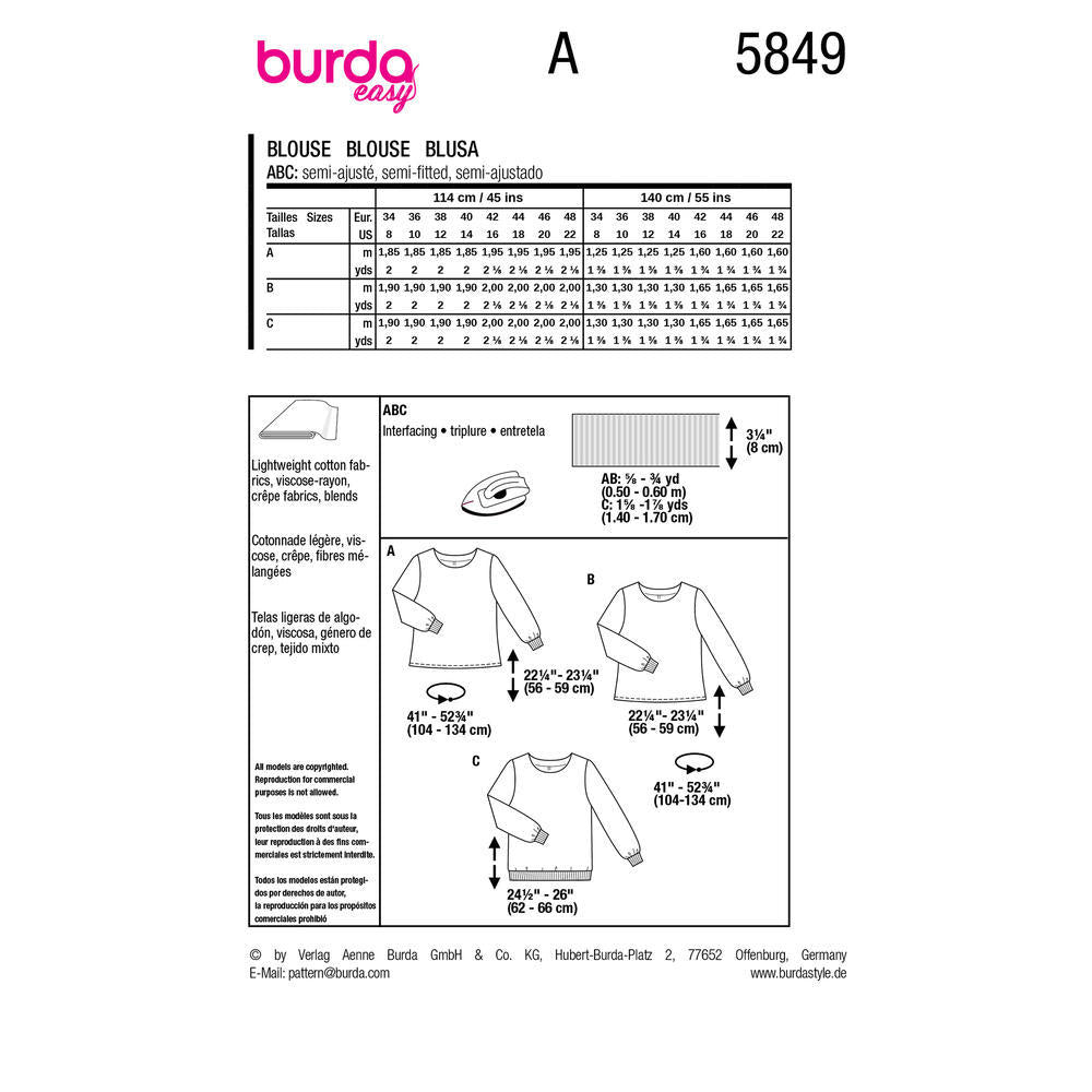 BURDA Pattern 5849 Blouse