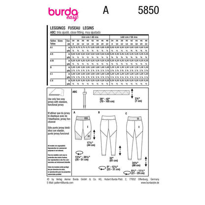 BURDA Pattern 5850 Leggings