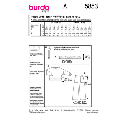 BURDA Pattern 5853 Homewear