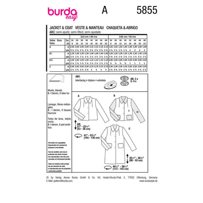 BURDA Pattern 5855 Jacket & Coat
