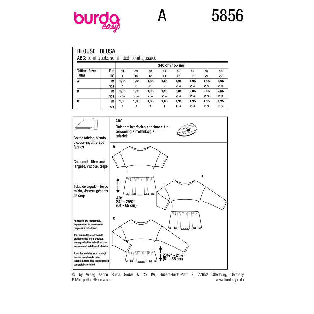 BURDA Pattern 5856 Blouse