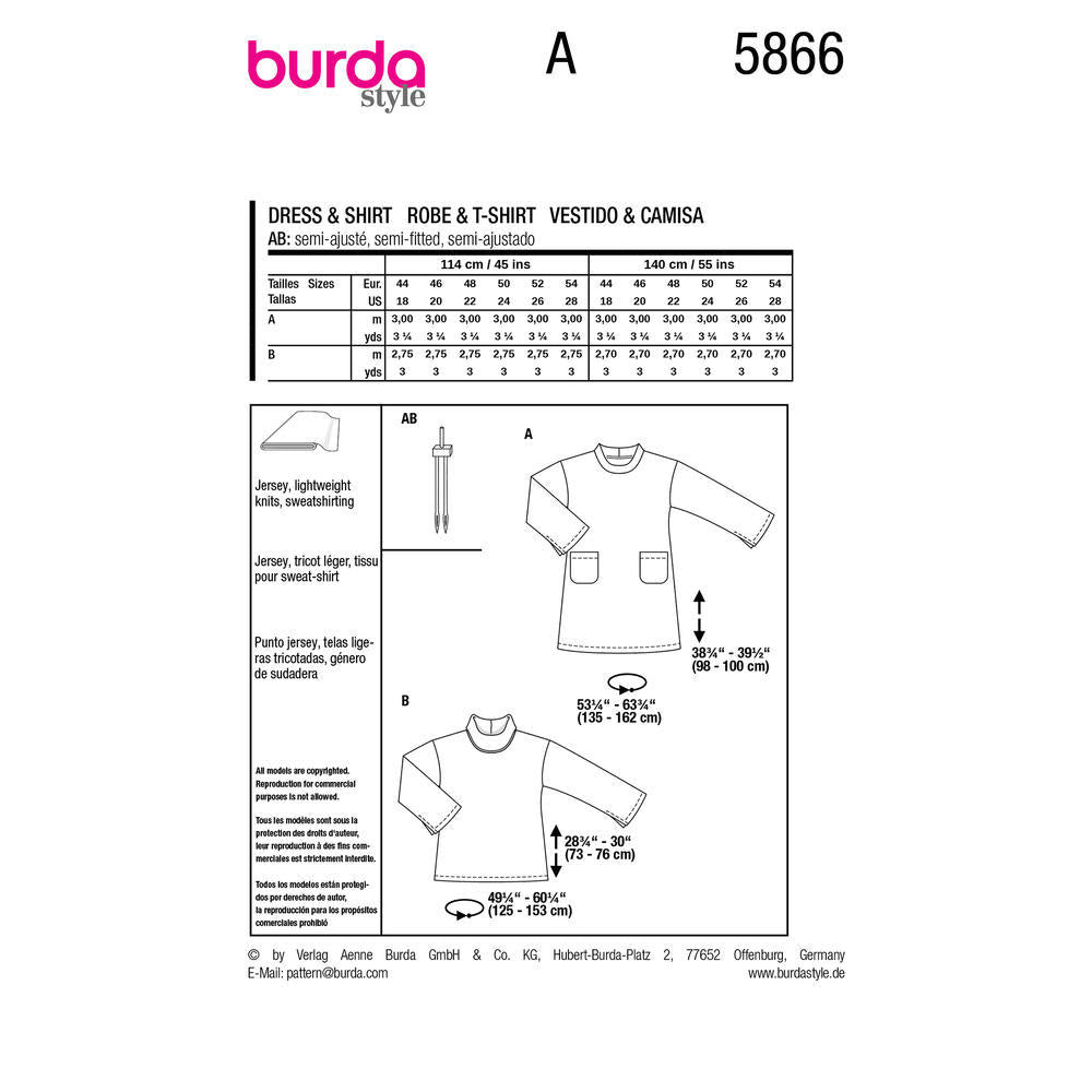 BURDA Pattern 5866 Dress & Top