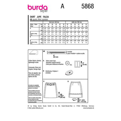 BURDA Pattern 5868 Skirt