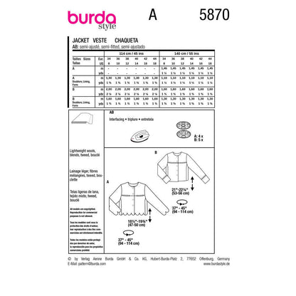 BURDA Pattern 5870 Jacket