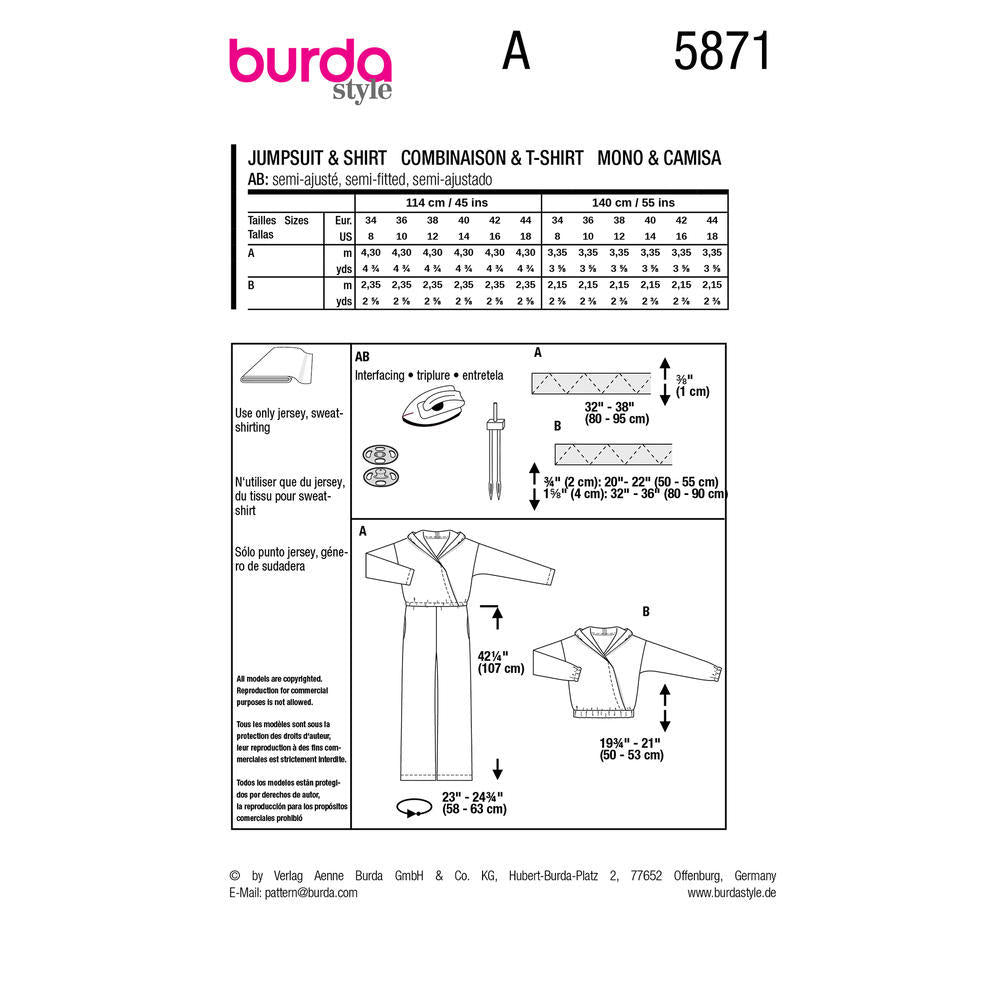 BURDA Pattern 5871 Jumpsuit & Top