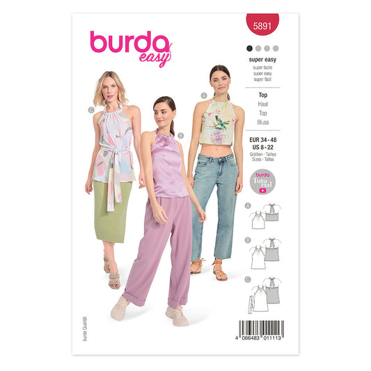 BURDA 5891 Ladies Halter Top Sewing Pattern