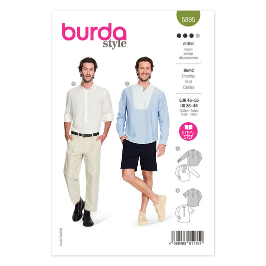 BURDA 5895 Semi-Fitted Mens Shirt Sewing Pattern