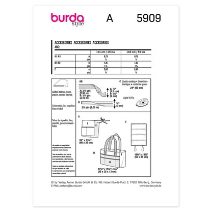 BURDA 5909 Gardening Accessories Sewing Pattern