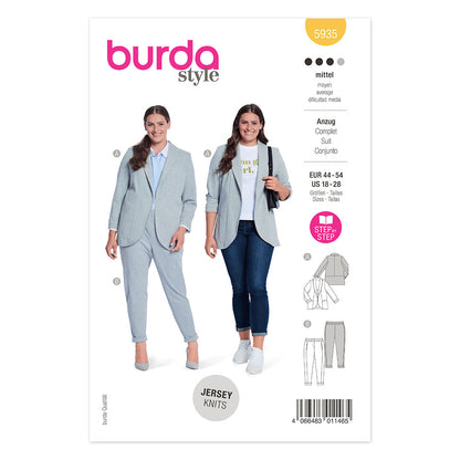 BURDA 5935 Plus Size Jacket And Pants Sewing Pattern