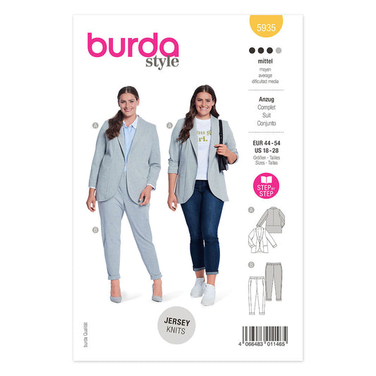BURDA 5935 Plus Size Jacket And Pants Sewing Pattern